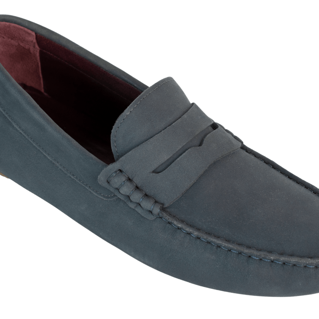 Harvey : Mocassin Homme - Nubuck Bleu Persan - Bleather Maroc