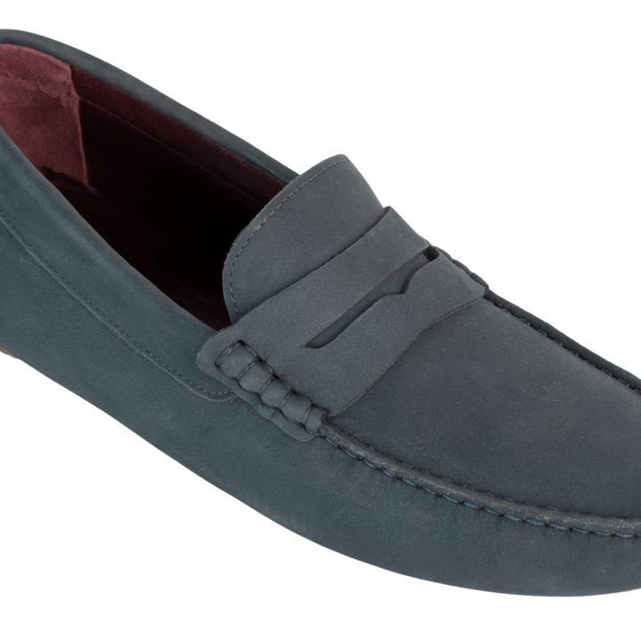 Harvey : Mocassin Homme - Nubuck Bleu Persan - Bleather Maroc