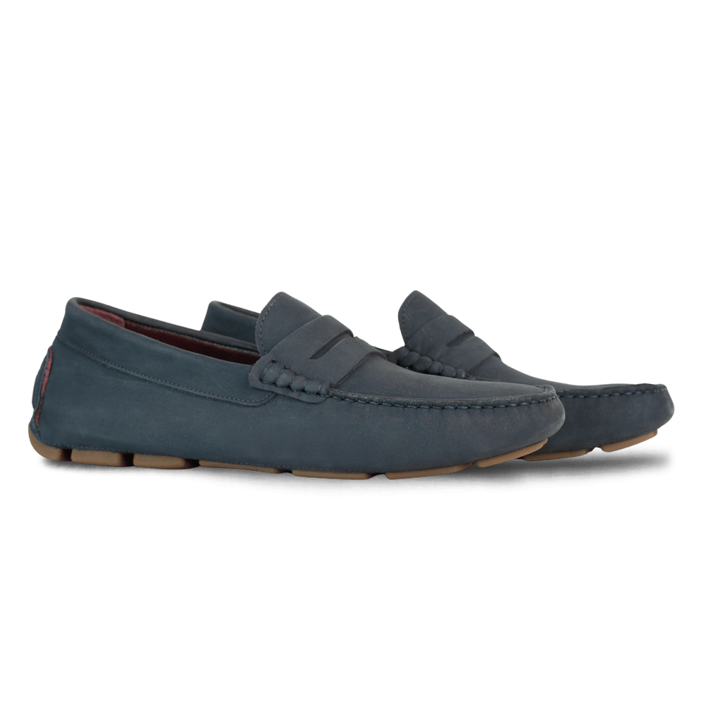 Harvey : Mocassin Homme - Nubuck Bleu Persan - Bleather Maroc