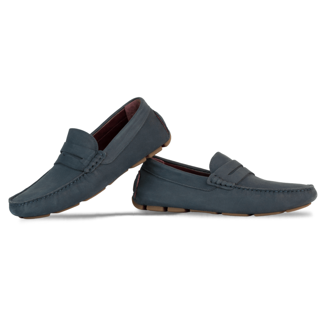 Harvey : Mocassin Homme - Nubuck Bleu Persan - Bleather Maroc