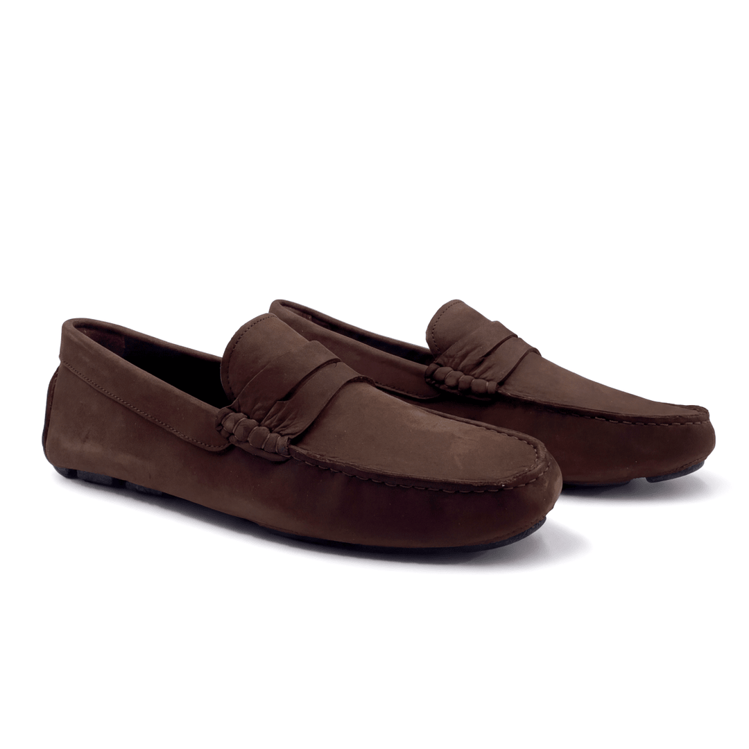 Harvey : Mocassin Homme - Nubuck Marron Semelle noir - Bleather Maroc