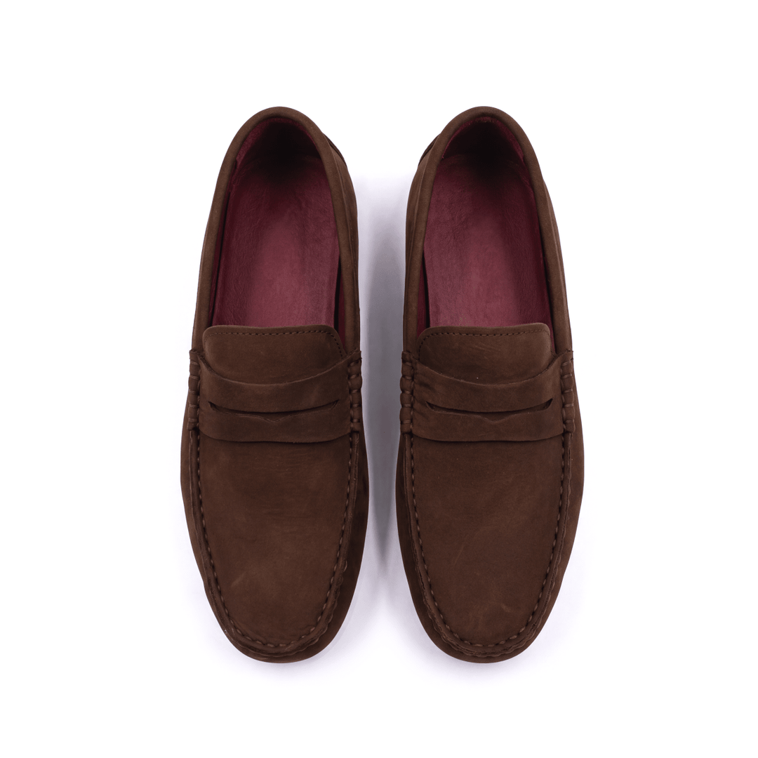 Harvey : Mocassin Homme - Nubuck Marron Semelle noir - Bleather Maroc