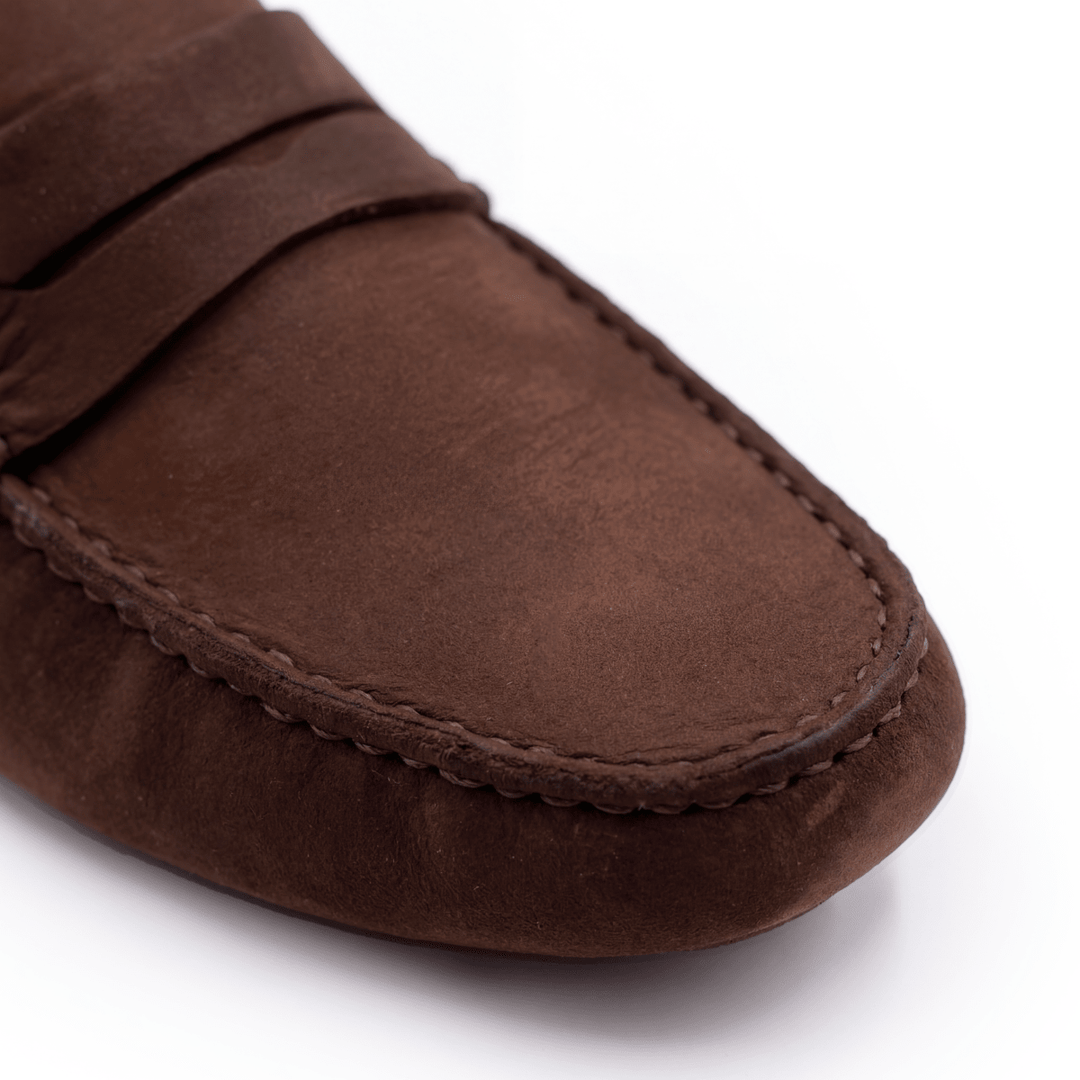 Harvey : Mocassin Homme - Nubuck Marron Semelle noir - Bleather Maroc
