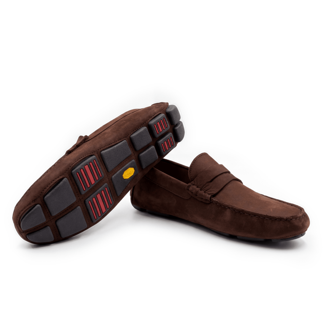 Harvey : Mocassin Homme - Nubuck Marron Semelle noir - Bleather Maroc