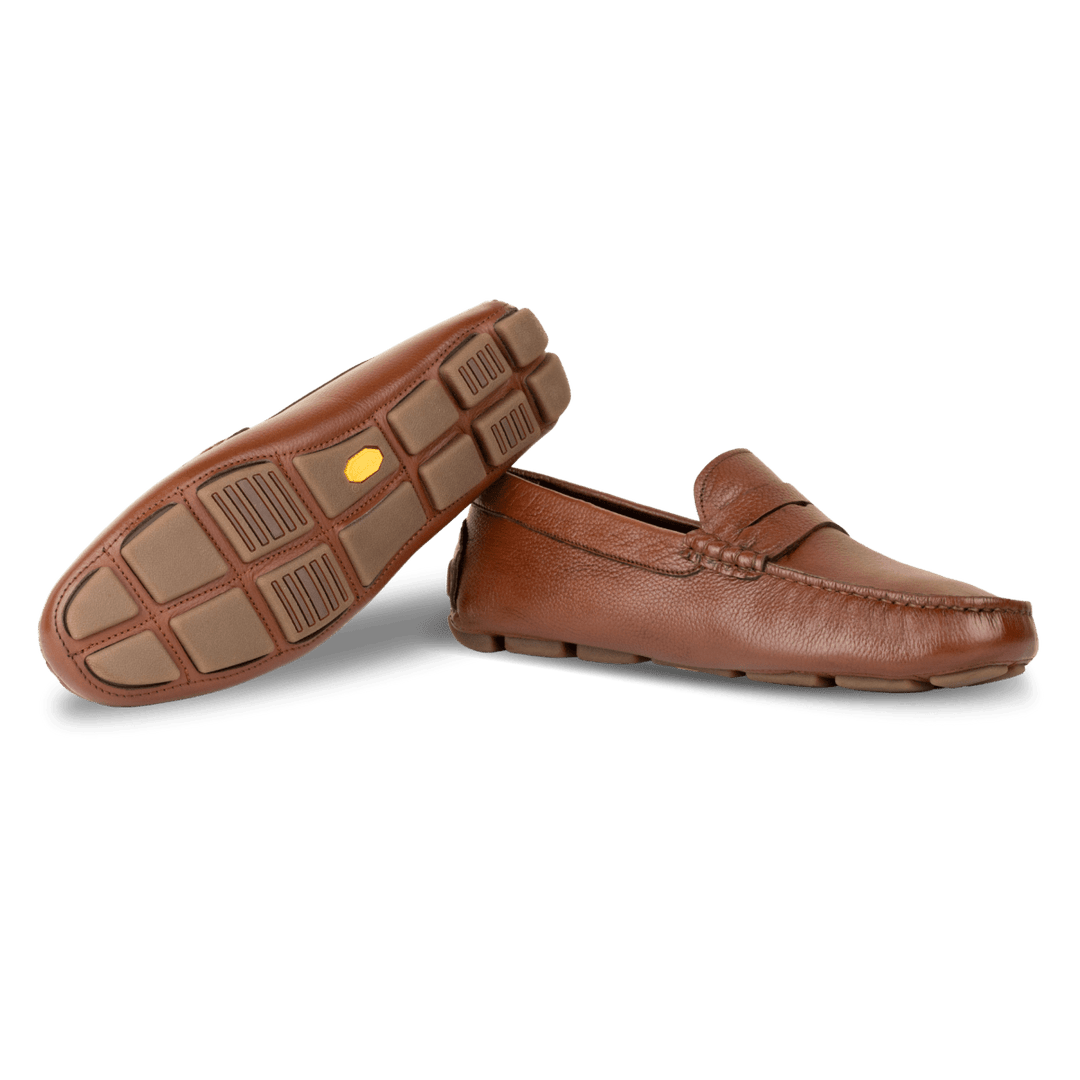 Harvey : Mocassin Homme - Tabac grainé - Bleather Maroc