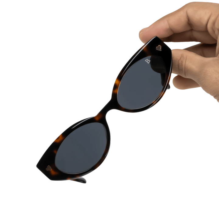 Heart: Lunettes de soleil de luxe Havane - Bleather Maroc