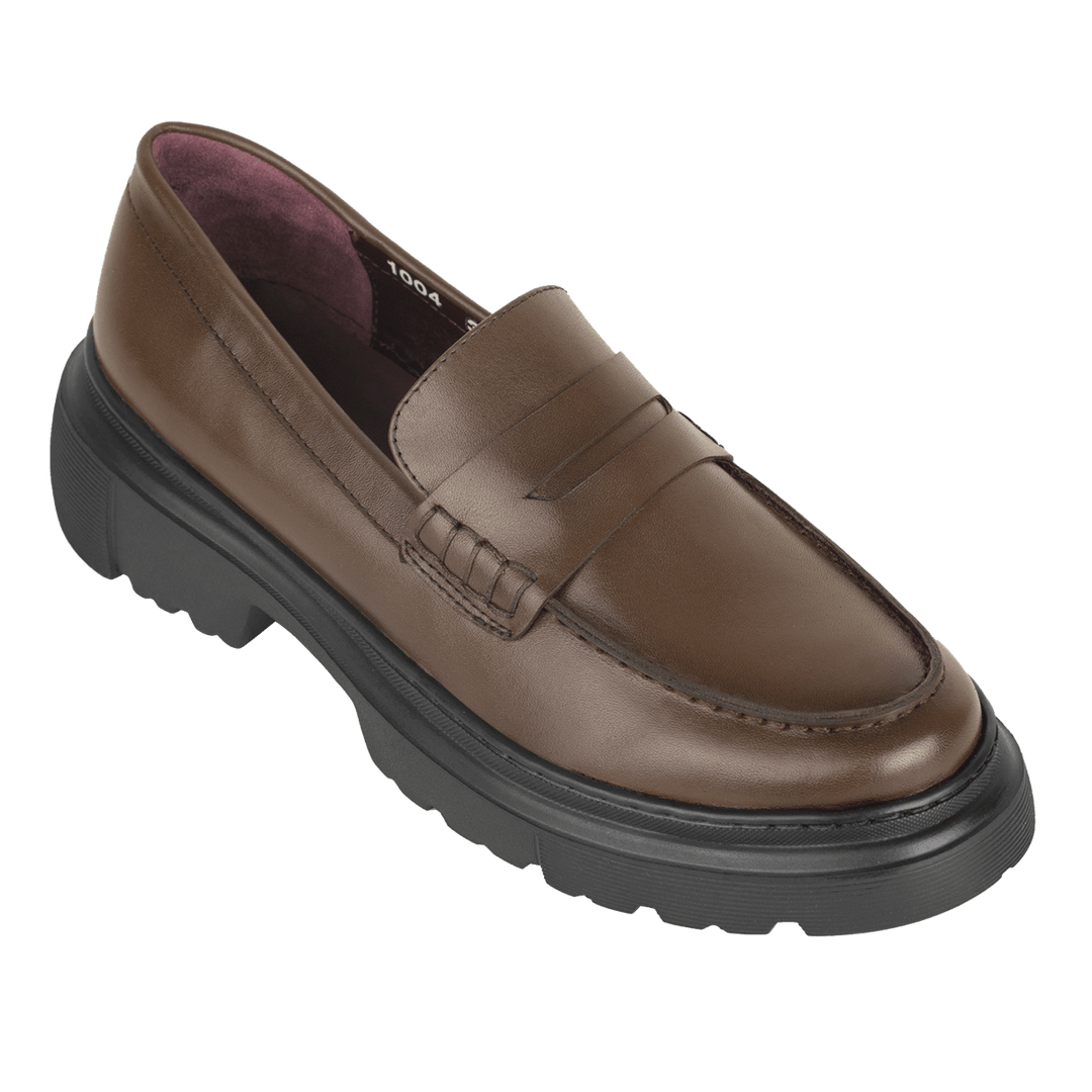 Heather: Mocassin Femme - Cuir Marron - Bleather Maroc