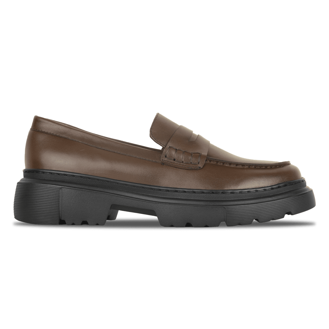 Heather: Mocassin Femme - Cuir Marron - Bleather Maroc