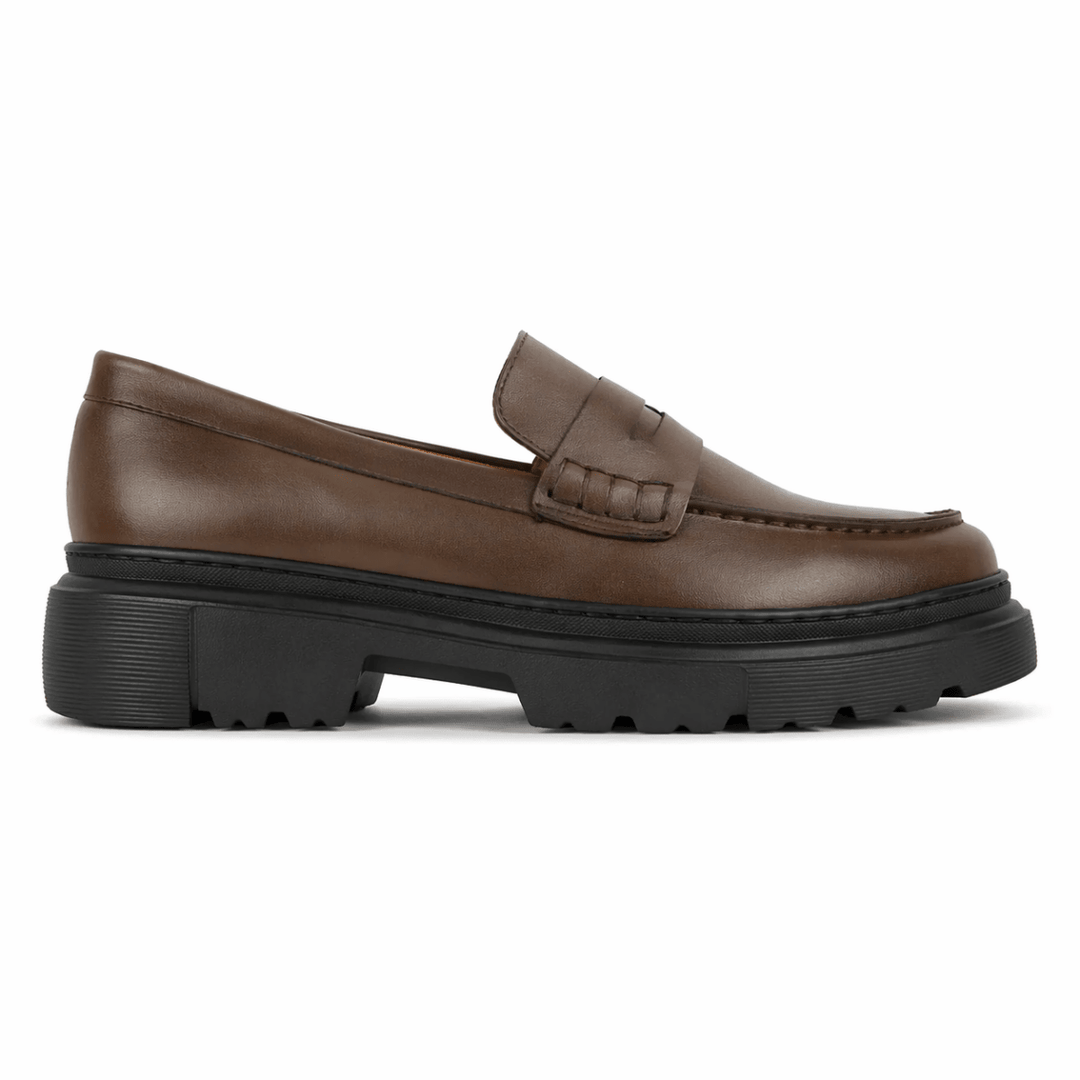 Heather: Mocassin Femme - Cuir Marron - Bleather Maroc