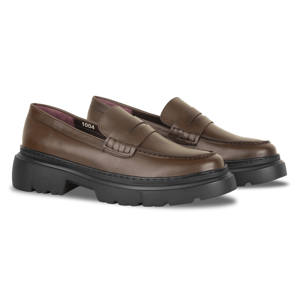 Heather: Mocassin Femme - Cuir Marron - Bleather Maroc