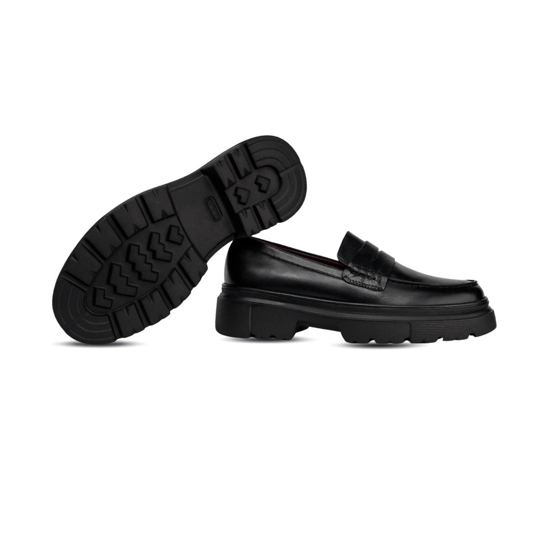 Heather: Mocassin Femme - Cuir Noir - Bleather Maroc