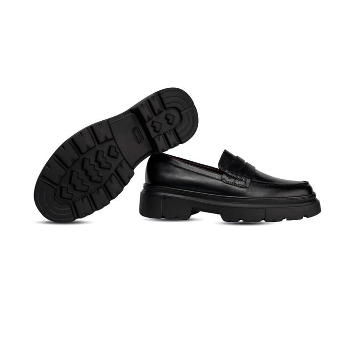 Heather: Mocassin Femme - Cuir Noir - Bleather Maroc