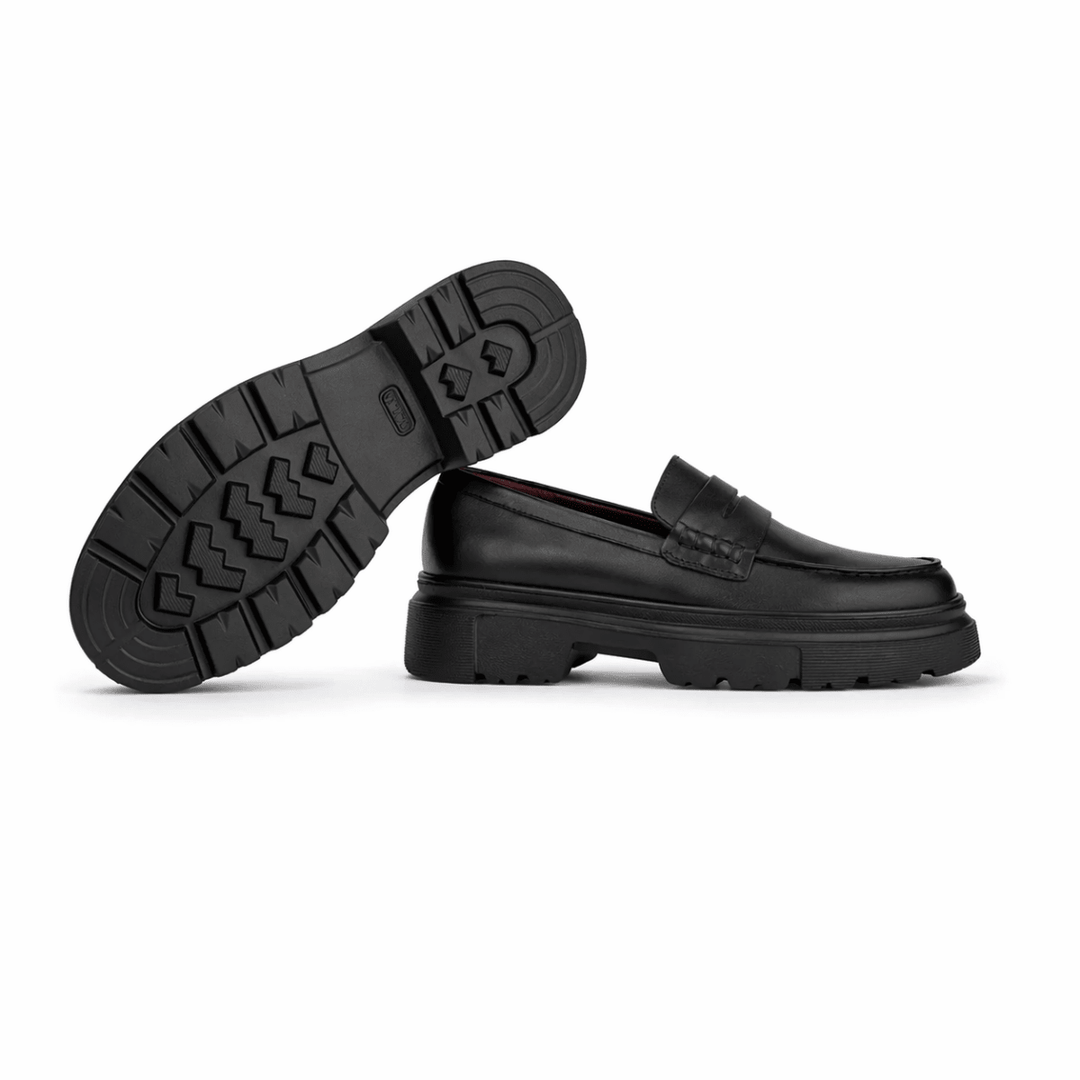 Heather: Mocassin Femme - Cuir Noir - Bleather Maroc