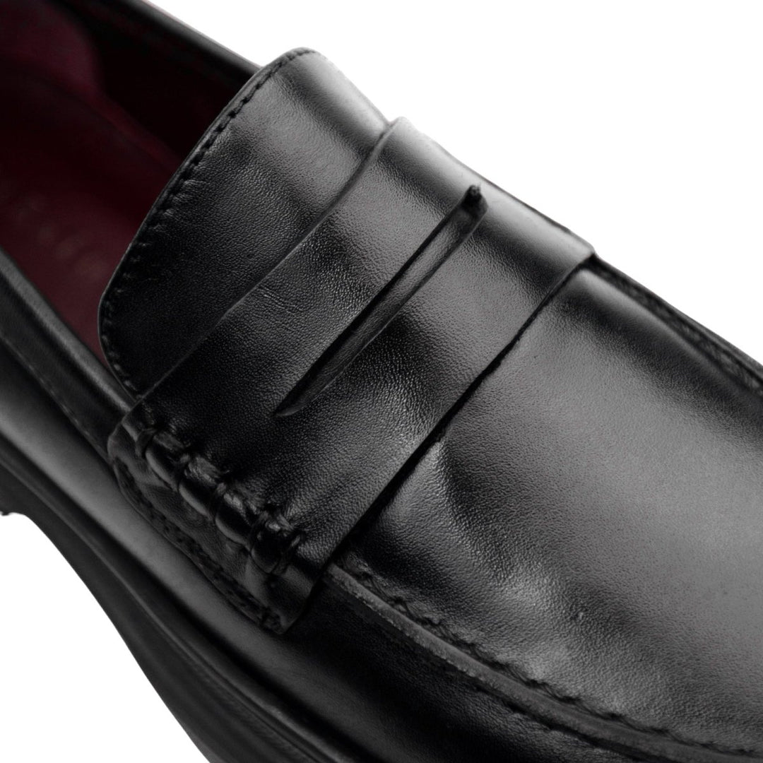 Heather: Mocassin Femme - Cuir Noir - Bleather Maroc