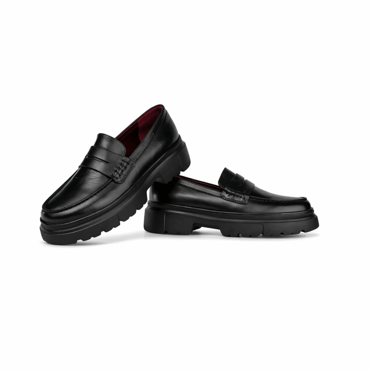 Heather: Mocassin Femme - Cuir Noir - Bleather Maroc