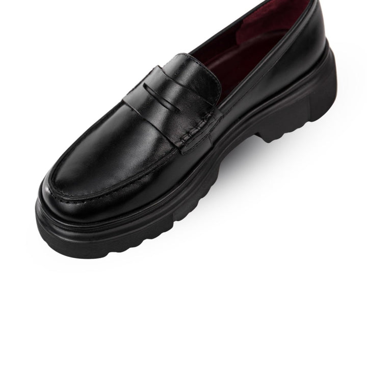 Heather: Mocassin Femme - Cuir Noir - Bleather Maroc