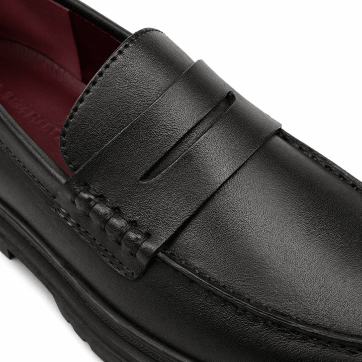 Heather: Mocassin Femme - Cuir Noir - Bleather Maroc
