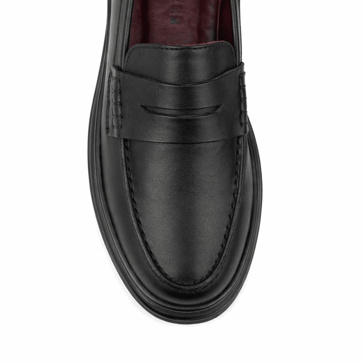 Heather: Mocassin Femme - Cuir Noir - Bleather Maroc