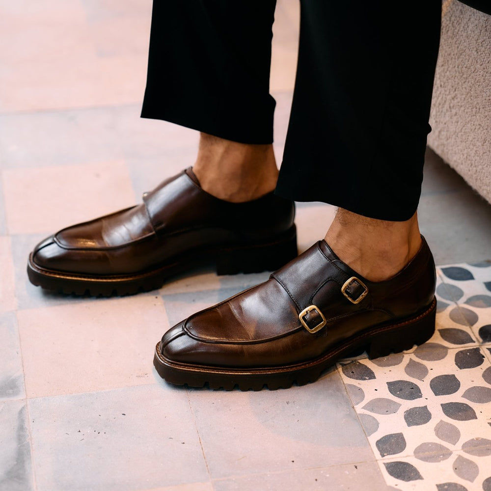 Henry: Chaussures à boucles - Cuir Marron - Bleather Maroc