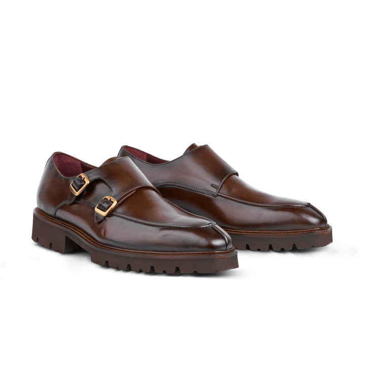 Henry: Chaussures à boucles - Cuir Marron - Bleather Maroc