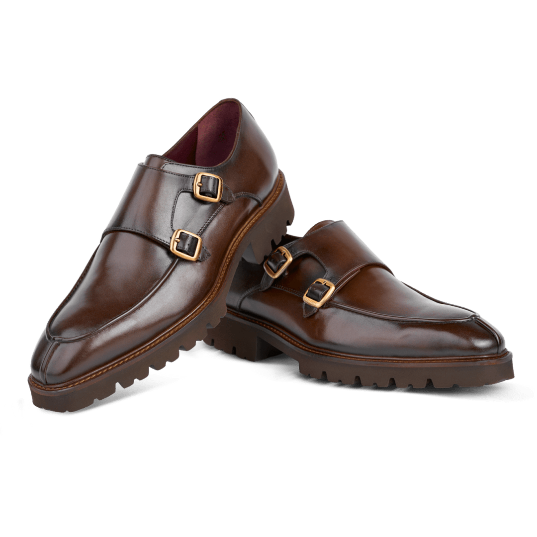 Henry: Chaussures à boucles - Cuir Marron - Bleather Maroc