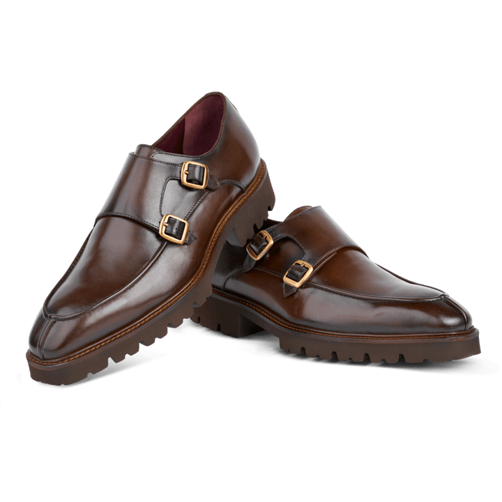 Henry: Chaussures à boucles - Cuir Marron - Bleather Maroc