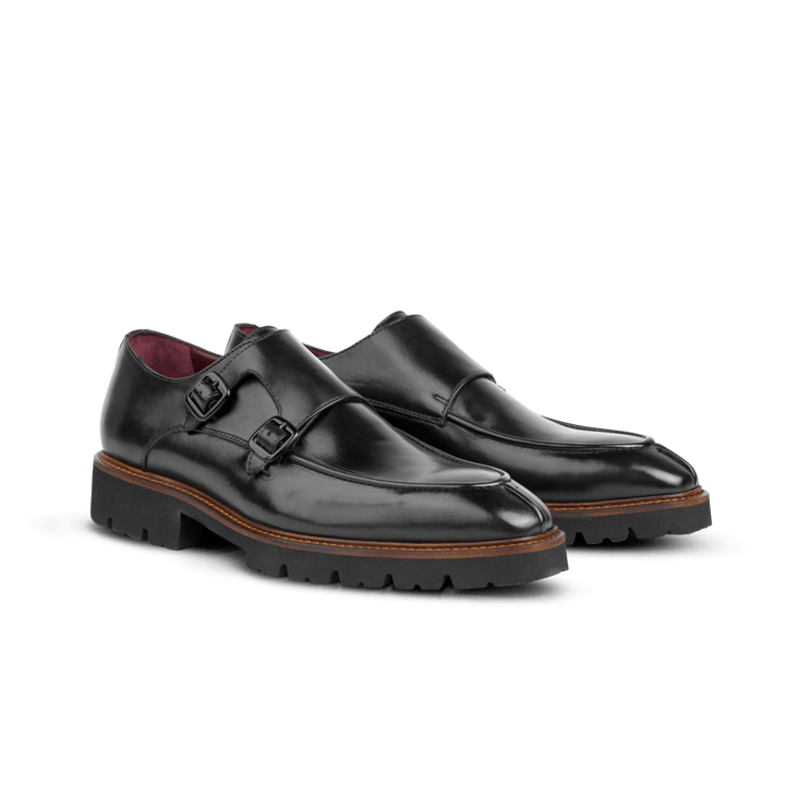 Henry: Chaussures à boucles - Cuir Noir - Bleather Maroc