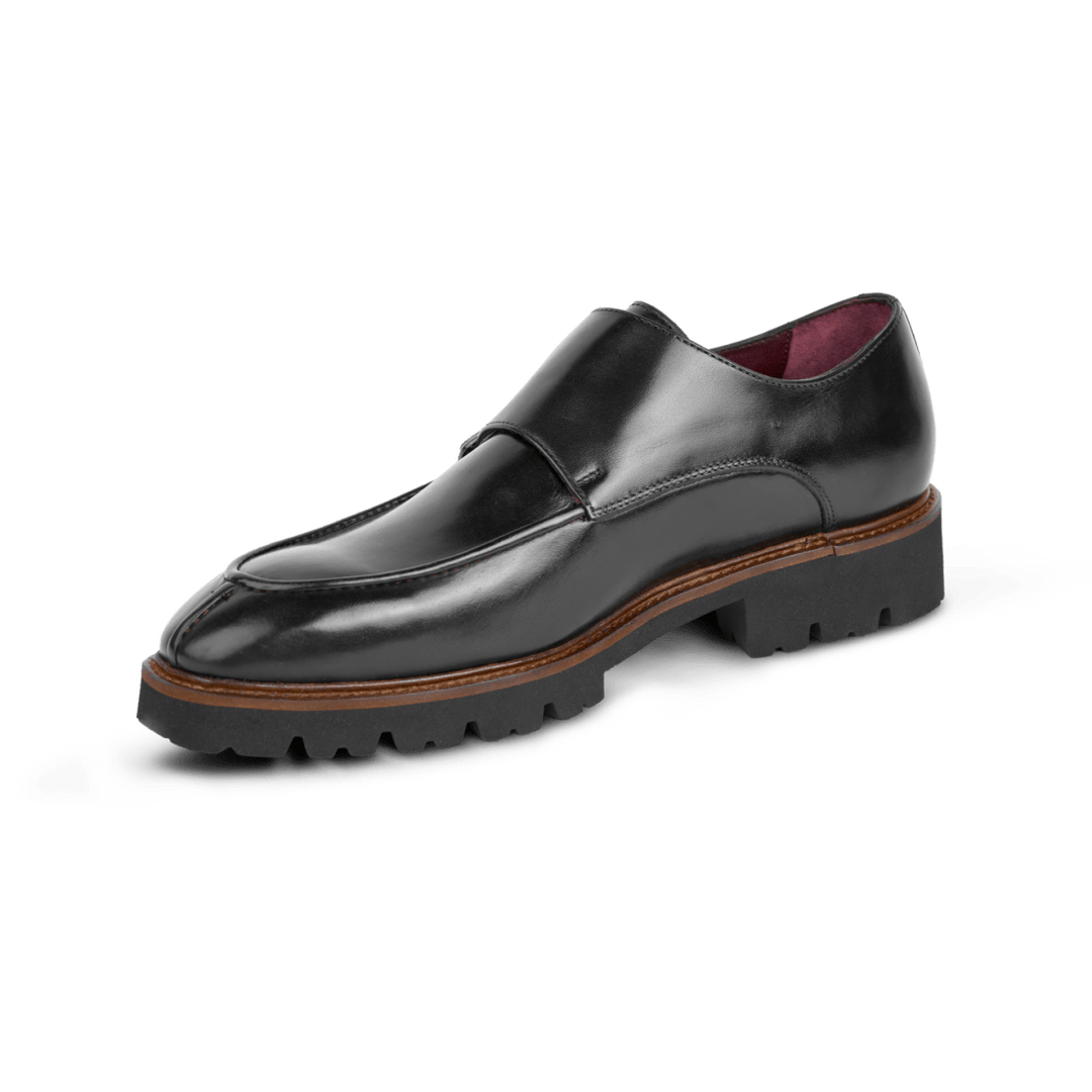 Henry: Chaussures à boucles - Cuir Noir - Bleather Maroc