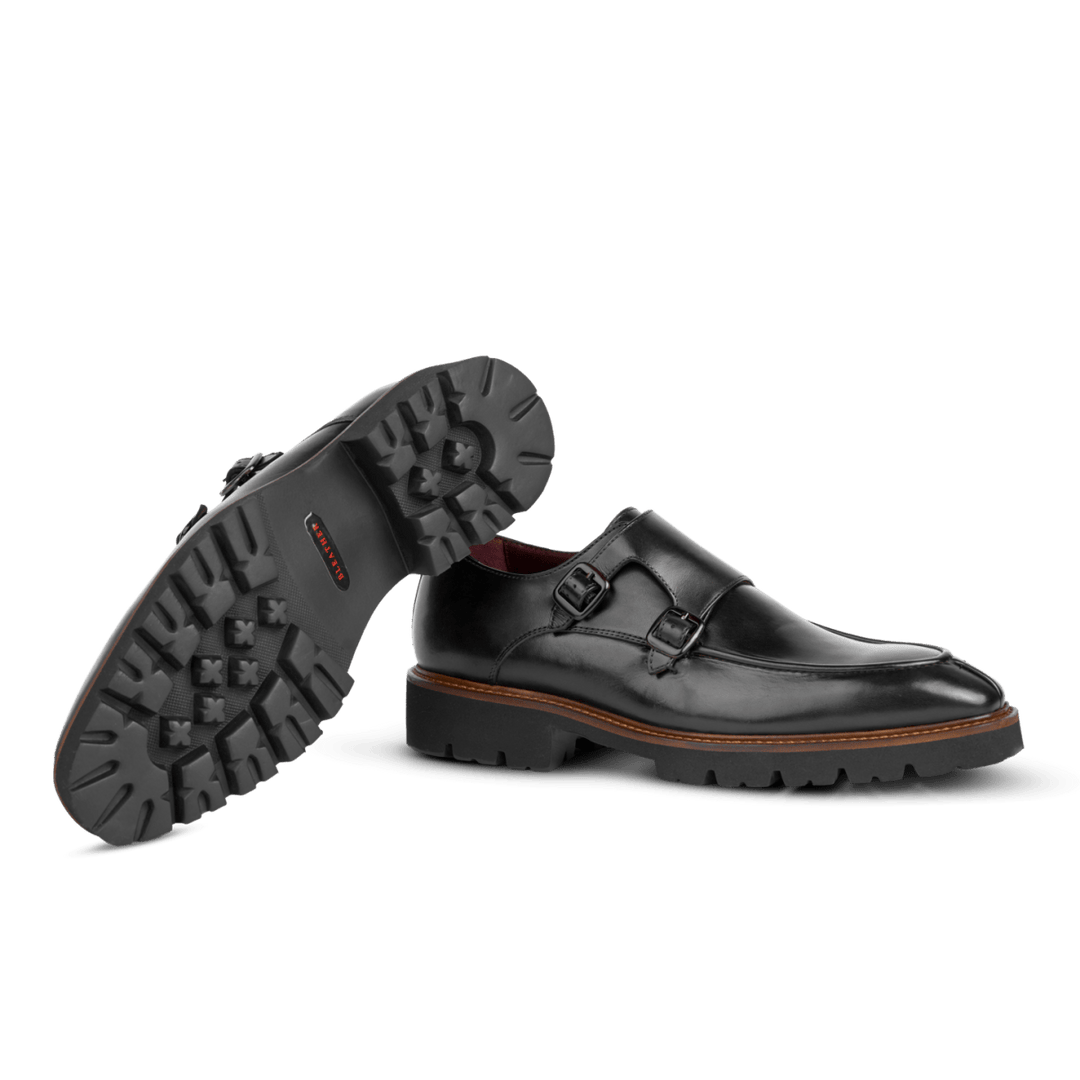 Henry: Chaussures à boucles - Cuir Noir - Bleather Maroc