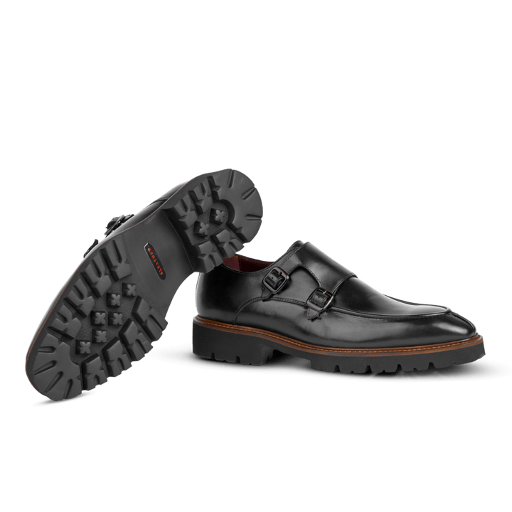 Henry: Chaussures à boucles - Cuir Noir - Bleather Maroc