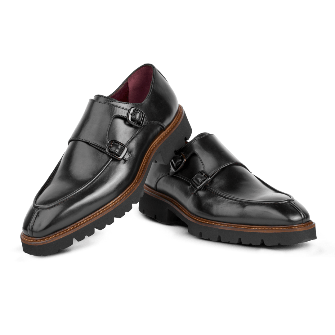 Henry: Chaussures à boucles - Cuir Noir - Bleather Maroc