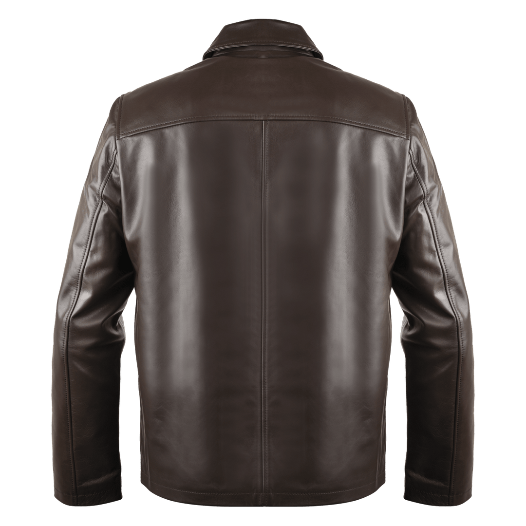 Heritage: Jacket Homme - Cuir Marron Chocolat - Bleather Maroc