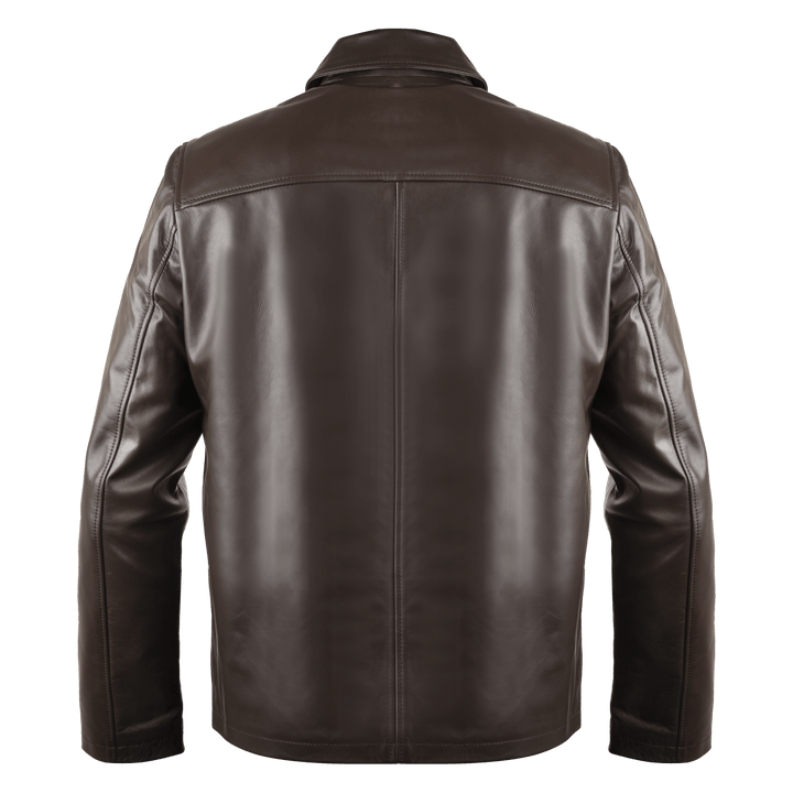 Heritage: Jacket Homme - Cuir Marron Chocolat - Bleather Maroc