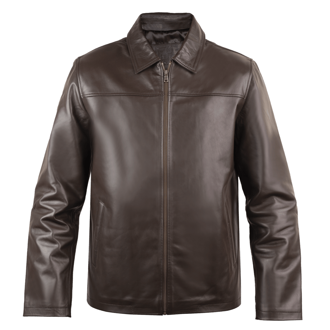 Heritage: Jacket Homme - Cuir Marron Chocolat - Bleather Maroc