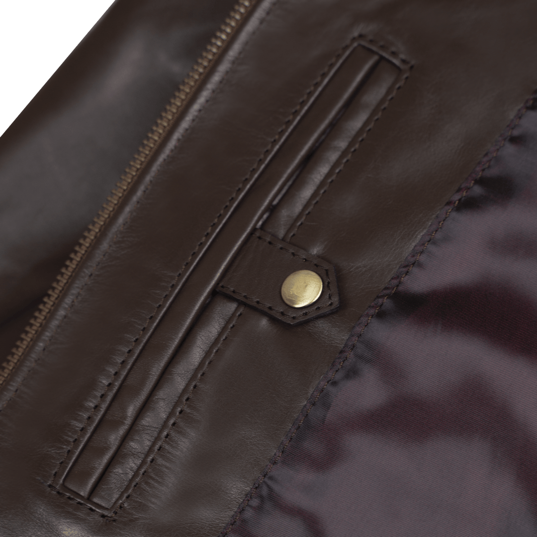 Heritage: Jacket Homme - Cuir Marron Chocolat - Bleather Maroc