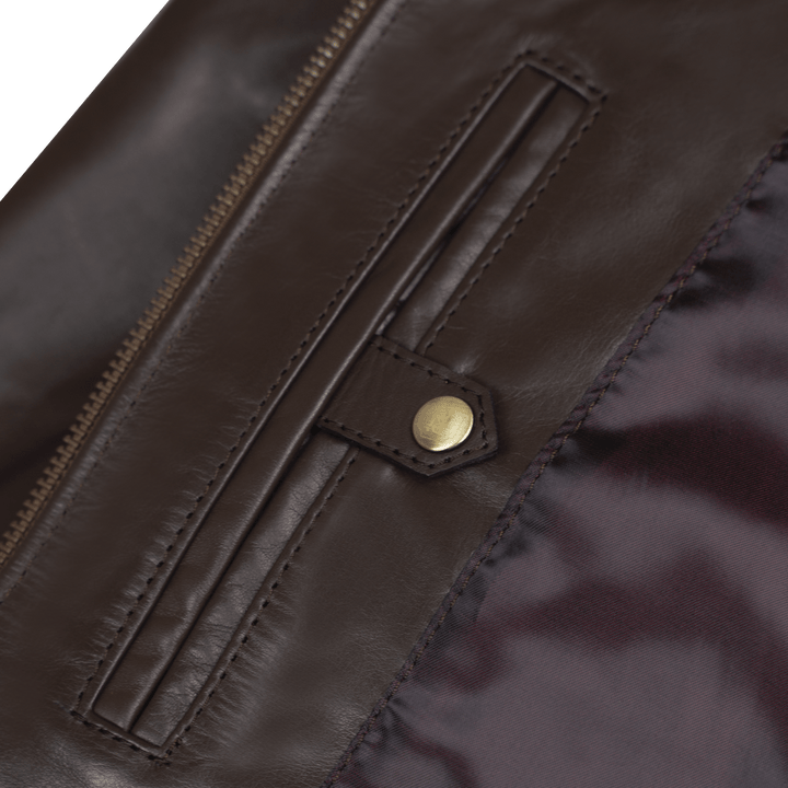 Heritage: Jacket Homme - Cuir Marron Chocolat - Bleather Maroc