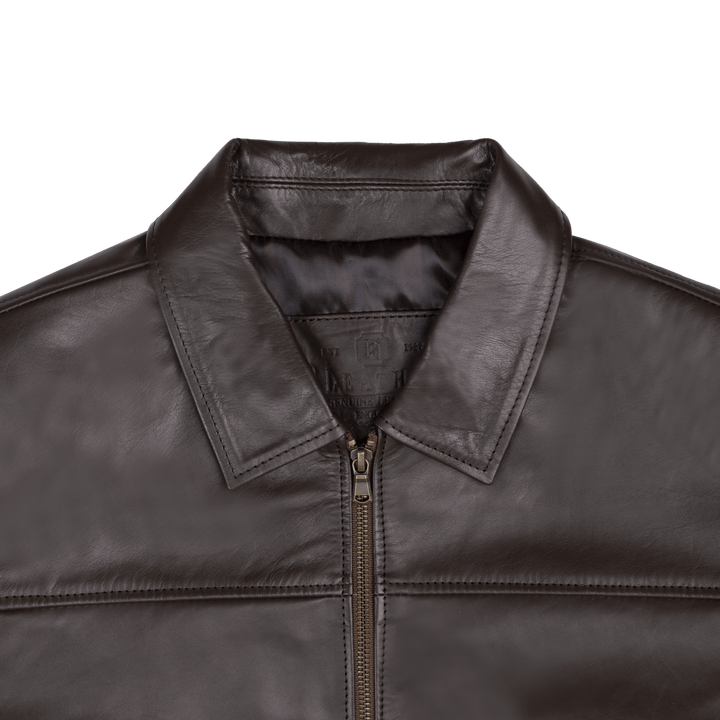Heritage: Jacket Homme - Cuir Marron Chocolat - Bleather Maroc