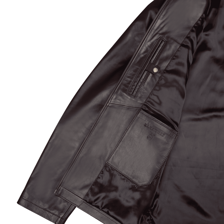 Heritage: Jacket Homme - Cuir Marron Chocolat - Bleather Maroc