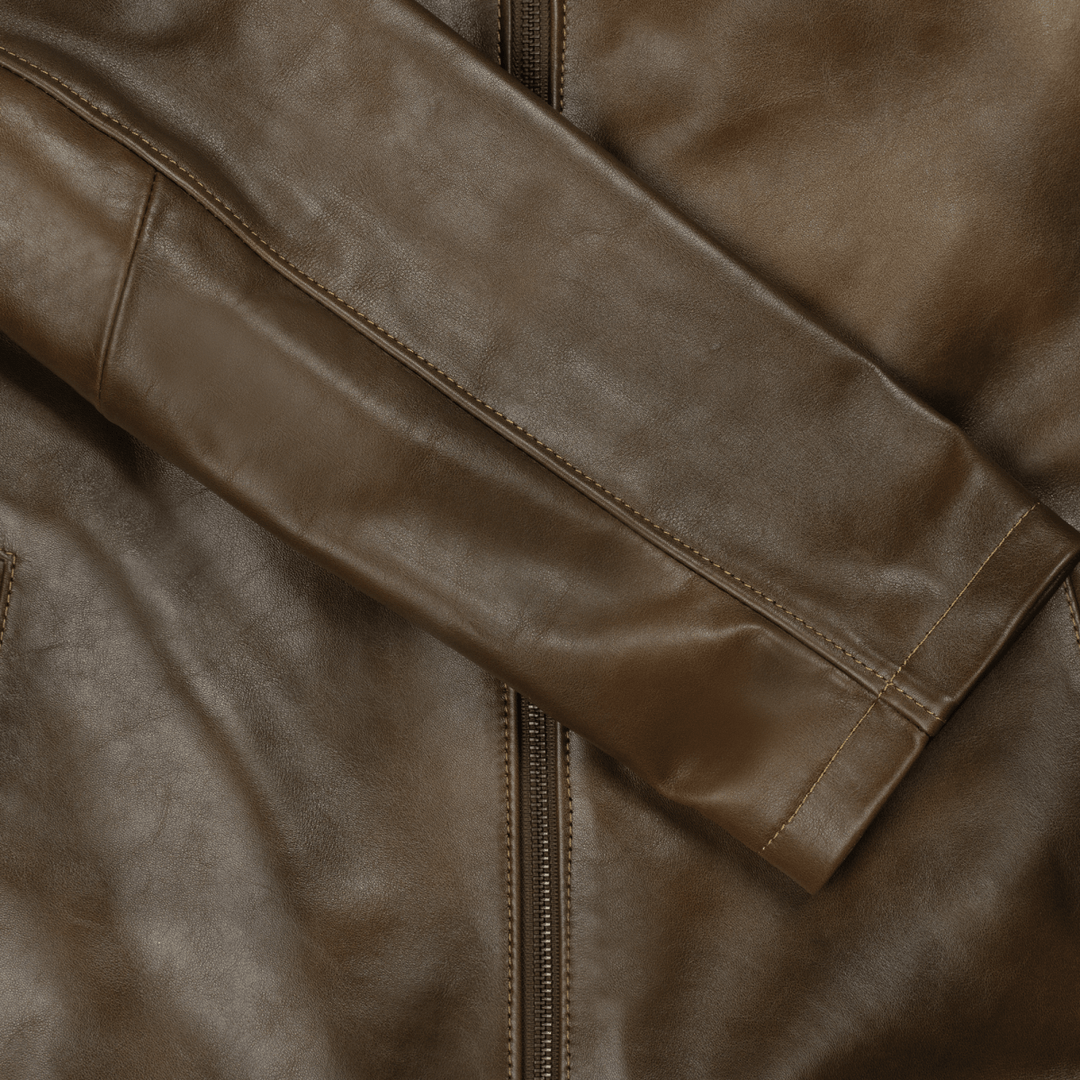 Heritage: Jacket Hommes - Cuir Marron patiné - Bleather Maroc