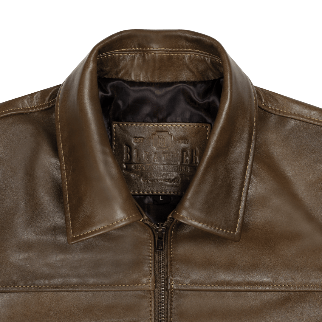 Heritage: Jacket Hommes - Cuir Marron patiné - Bleather Maroc