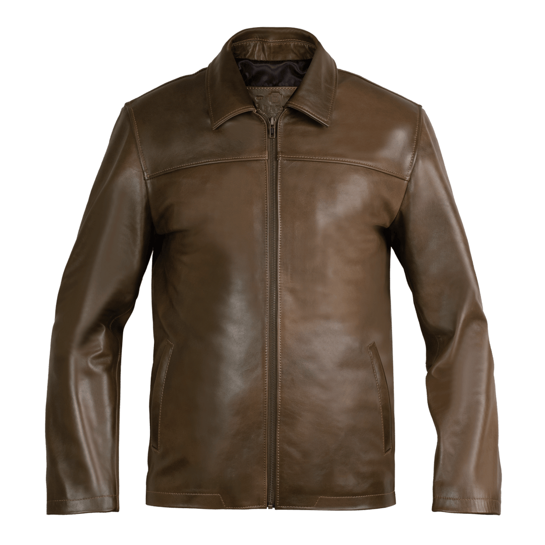Heritage: Jacket Hommes - Cuir Marron patiné - Bleather Maroc