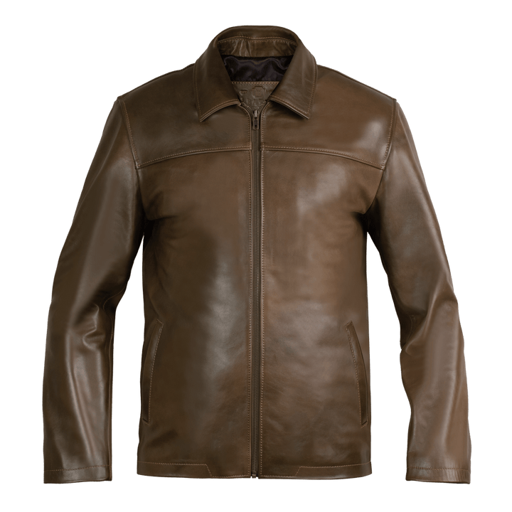 Heritage: Jacket Hommes - Cuir Marron patiné - Bleather Maroc