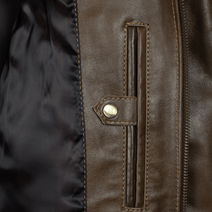 Heritage: Jacket Hommes - Cuir Marron patiné - Bleather Maroc