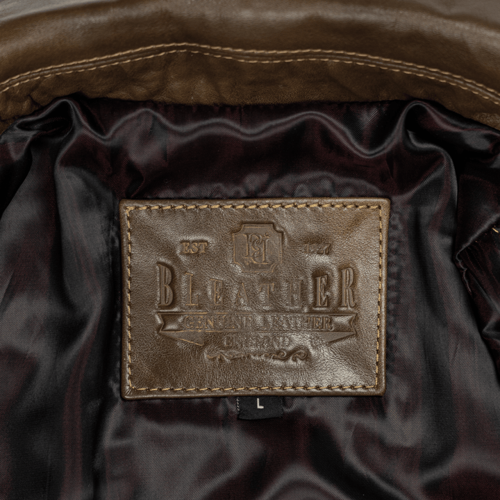 Heritage: Jacket Hommes - Cuir Marron patiné - Bleather Maroc