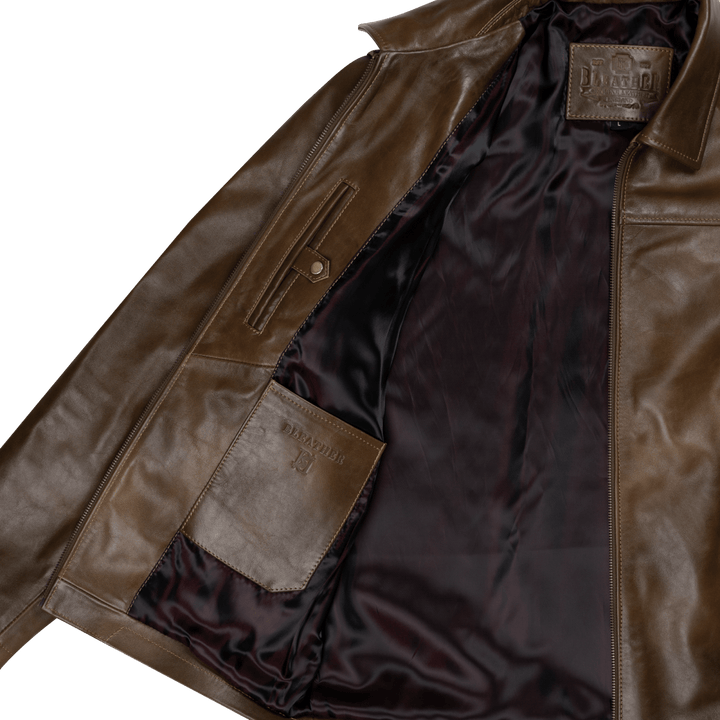 Heritage: Jacket Hommes - Cuir Marron patiné - Bleather Maroc