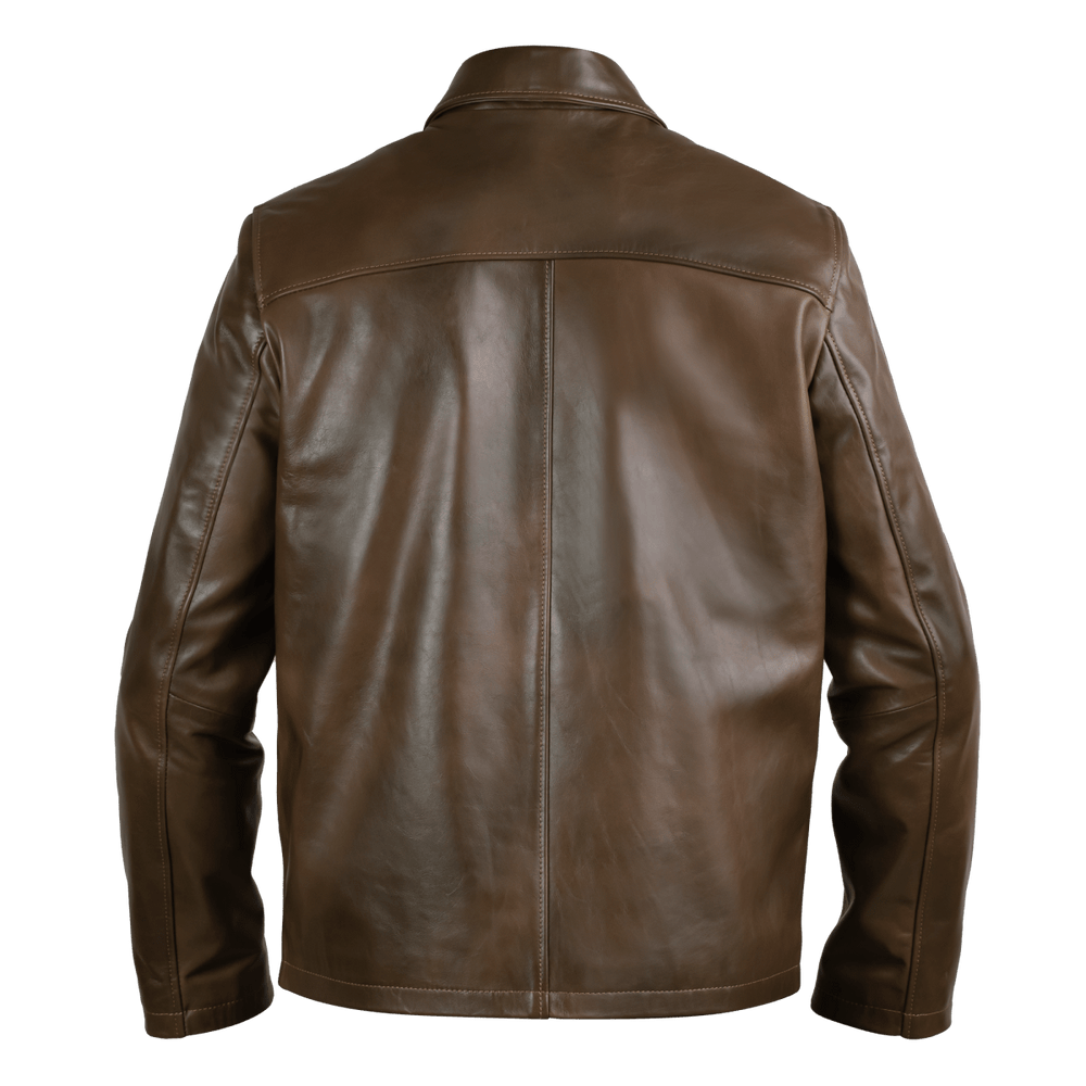Heritage: Jacket Hommes - Cuir Marron patiné - Bleather Maroc