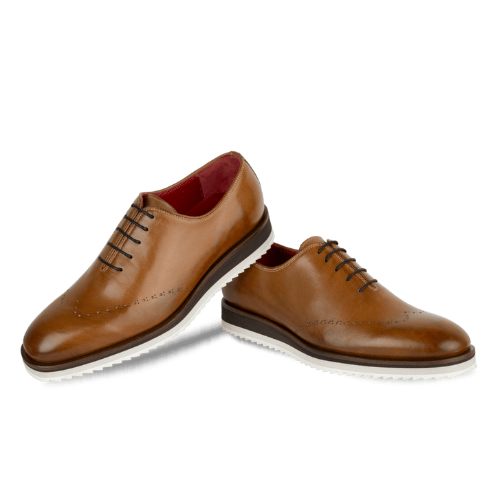 Horton : Richelieu Homme - Cuir Camel - Bleather Maroc