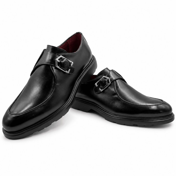 Hugo: Chaussures à boucles - Cuir Noir - Bleather Maroc