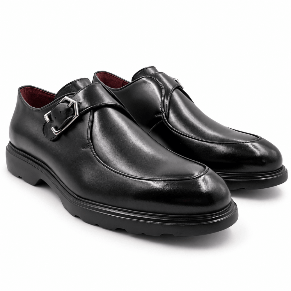 Hugo: Chaussures à boucles - Cuir Noir - Bleather Maroc