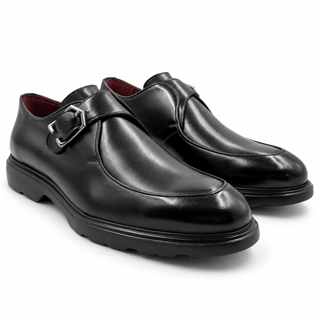 Hugo: Chaussures à boucles - Cuir Noir - Bleather Maroc